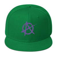 Purple Anarchy Sign Punk Rock Chaos Embroidered Flat Bill Cap embroidered snapback hat, product image 29