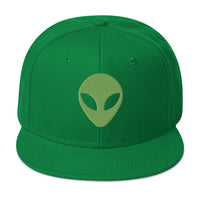 Alien Face Little Green Men Embroidered Flat Bill Cap embroidered snapback hat, product image 29