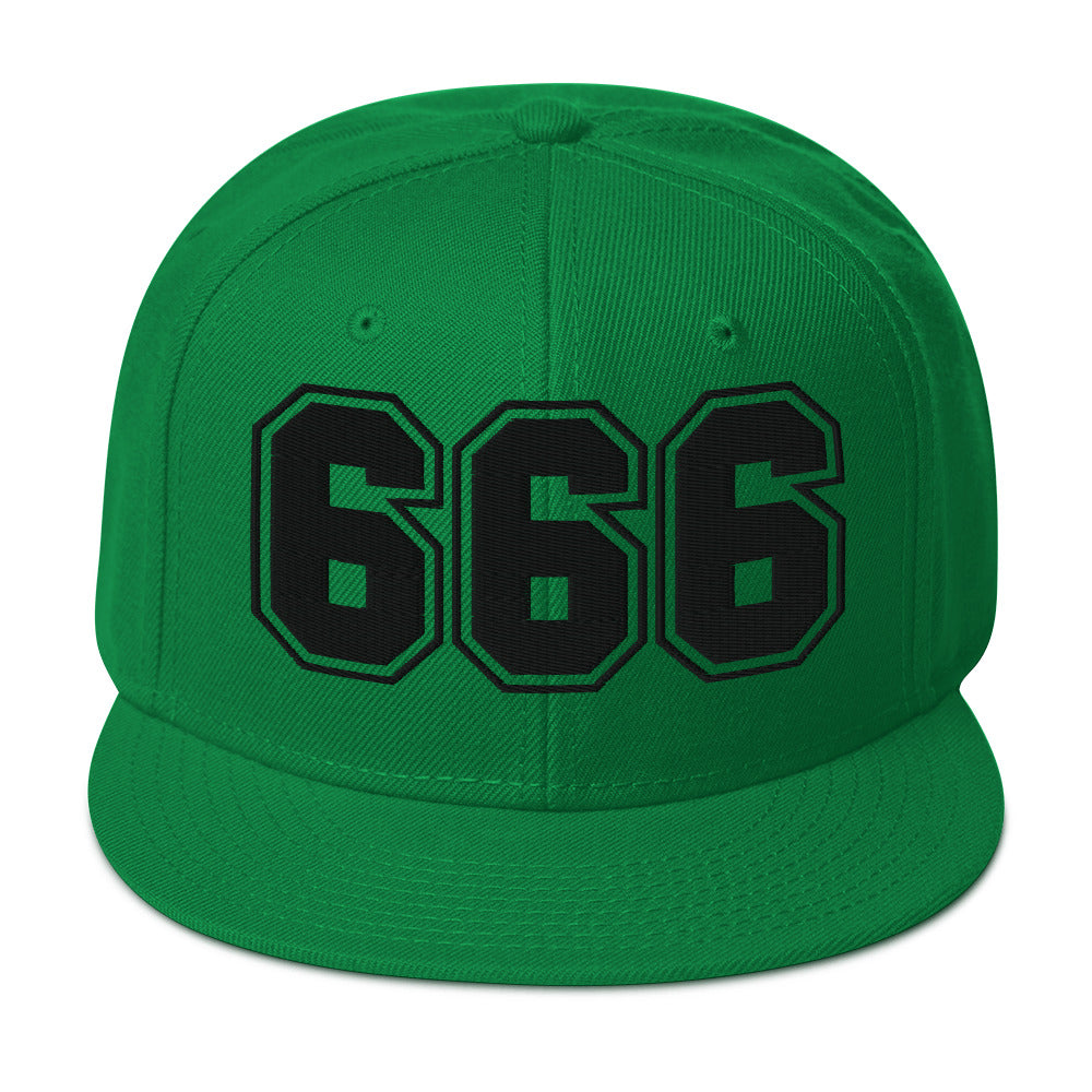 Black 666 The Number of the Beast Evil Embroidered Flat Bill Cap Snapback Hat