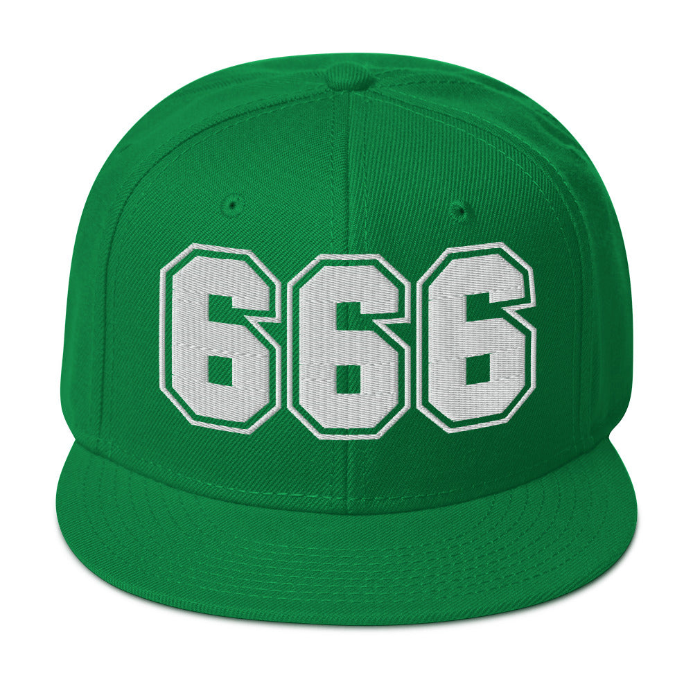 White 666 The Number of the Beast Evil Embroidered Flat Bill Cap Snapback Hat