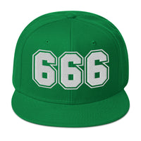 White 666 The Number of the Beast Evil Embroidered Flat Bill Cap embroidered snapback hat, product image 29
