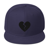 Black Broken Heart Valentines Day Embroidered Flat Bill Cap embroidered snapback hat, product image 20
