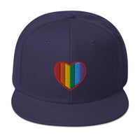 Gay Pride Rainbow Colors Heart Embroidered Flat Bill Cap embroidered snapback hat, product image 20