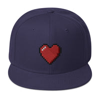 Retro 8 Bit Video Game Pixelated Heart Embroidered Flat Bill Cap embroidered snapback hat, product image 20