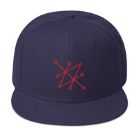 Red Sigil of Fallen Angel Azazel Occult Symbol Embroidered Flat Bill Cap embroidered snapback hat, product image 19