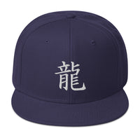 Japanese Kanji for Dragon Anime Symbol Embroidered Flat Bill Cap embroidered snapback hat, product image 19