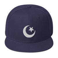 Star and Crescent Moon Ancient Symbol Embroidered Flat Bill Cap embroidered snapback hat, product image 19