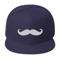 Classic Handlebar Mustache Embroidered Flat Bill Cap embroidered snapback hat, product image 19