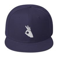 Okay Sign Hand Gesture Symbol Embroidered Flat Bill Cap embroidered snapback hat, product image 19