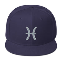 Zodiac Sign Pisces Embroidered Flat Bill Cap embroidered snapback hat, product image 19