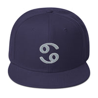 Zodiac Sign Cancer Embroidered Flat Bill Cap embroidered snapback hat, product image 18