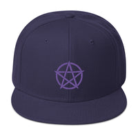 Purple Witchcraft Woven Pentacle Pagan Embroidered Flat Bill Cap embroidered snapback hat, product image 19