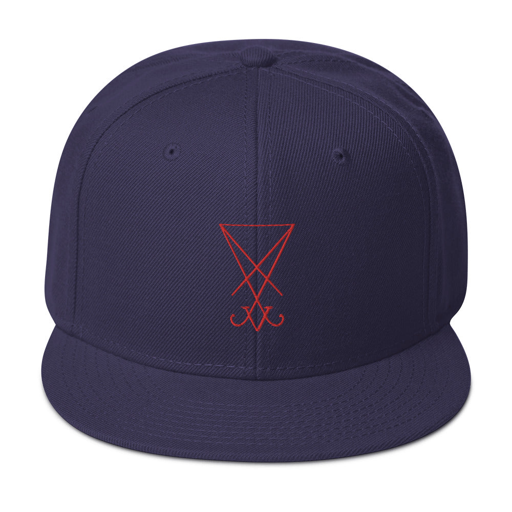 Red Sigil of Lucifer Symbol The Seal of Satan Embroidered Flat Bill Cap Snapback Hat