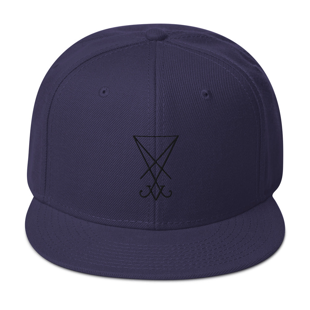 Black Sigil of Lucifer Symbol The Seal of Satan Embroidered Flat Bill Cap Snapback Hat