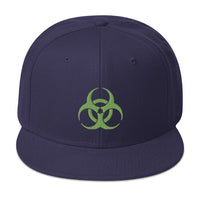 Green Bio Hazard Symbol Warning Sign Embroidered Flat Bill Cap embroidered snapback hat, product image 20