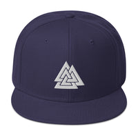Viking Valknut Triangles of Power and Glory Embroidered Flat Bill Cap embroidered snapback hat, product image 19