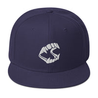 White Vampire Novelty Halloween Fangs Embroidered Flat Bill Cap embroidered snapback hat, product image 20