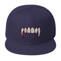 Bloody Dracula Vampire Fangs Embroidered Flat Bill Cap embroidered snapback hat, product image 19