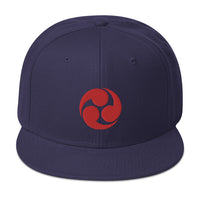 Red Tomoe Mitsudomoe Japanese Symbol Embroidered Flat Bill Cap embroidered snapback hat, product image 19