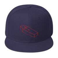 Red Toe Pincher Coffin with Cross Embroidered Flat Bill Cap embroidered snapback hat, product image 19
