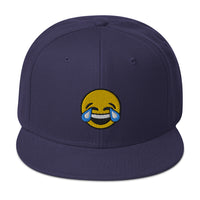Tears of Joy Emoji Crying Emoticon Embroidered Flat Bill Cap embroidered snapback hat, product image 20