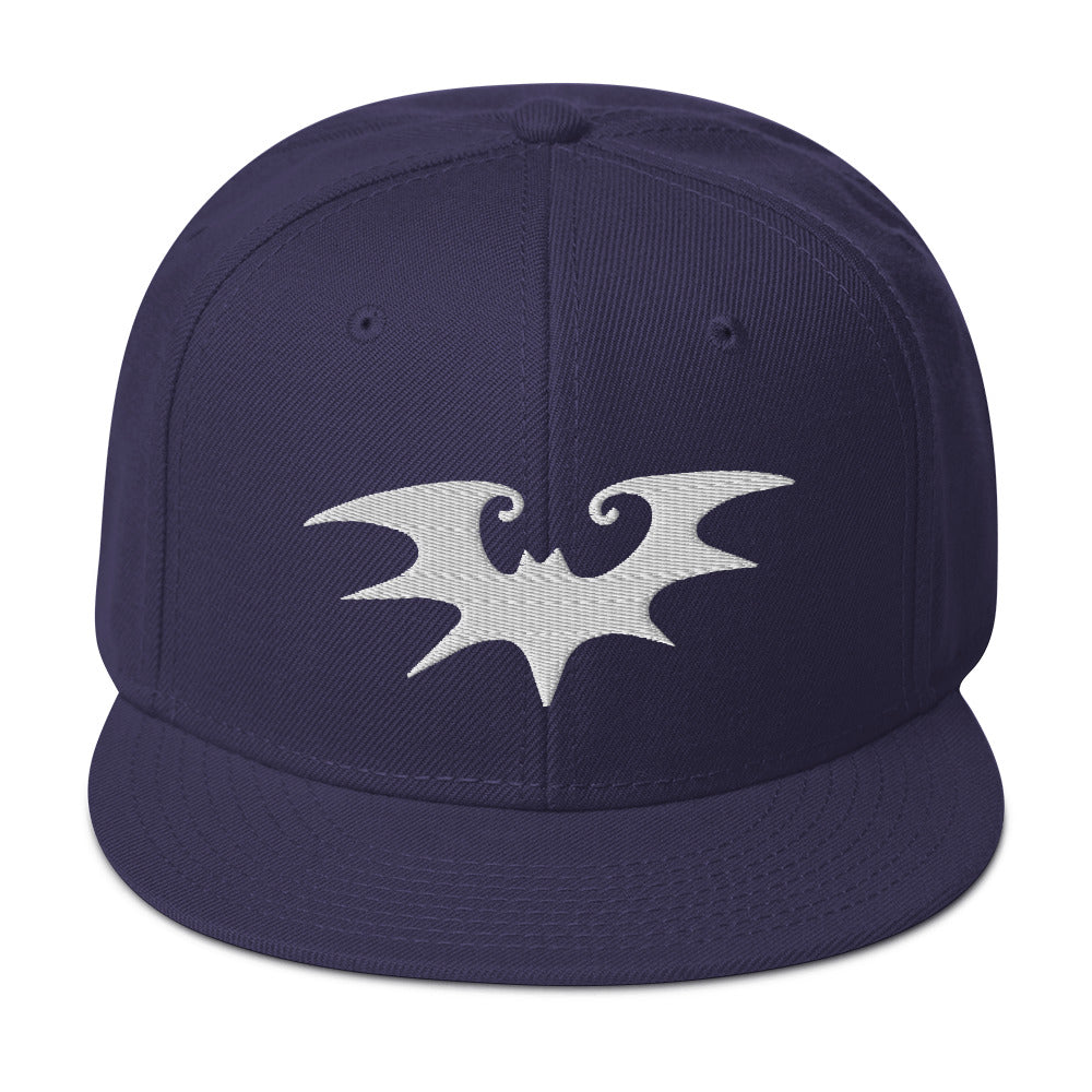 Spooky Goth Vampire Bat Embroidered Flat Bill Cap Snapback Hat