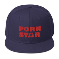 Red Porn Star Logo Embroidered Flat Bill Cap embroidered snapback hat, product image 19