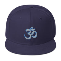 Grey OM Sacred Spiritual Symbol Embroidered Flat Bill Cap embroidered snapback hat, product image 19