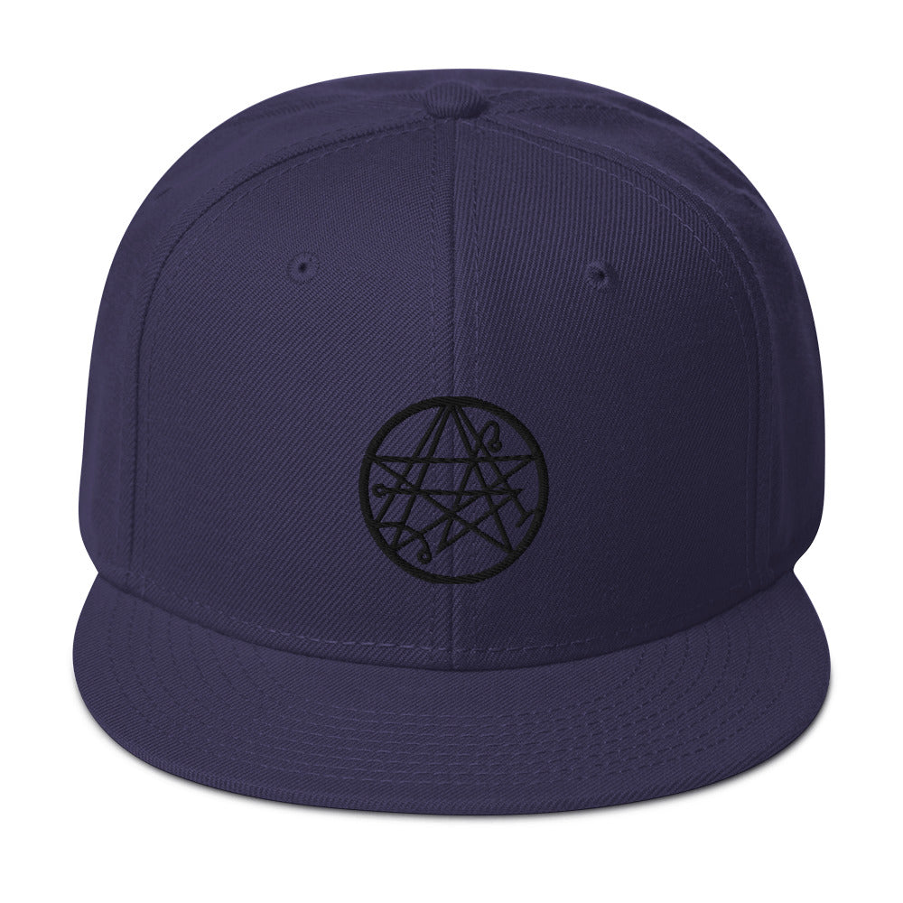 Black Necronomicon Symbol Book of Dead Embroidered Flat Bill Cap Snapback Hat