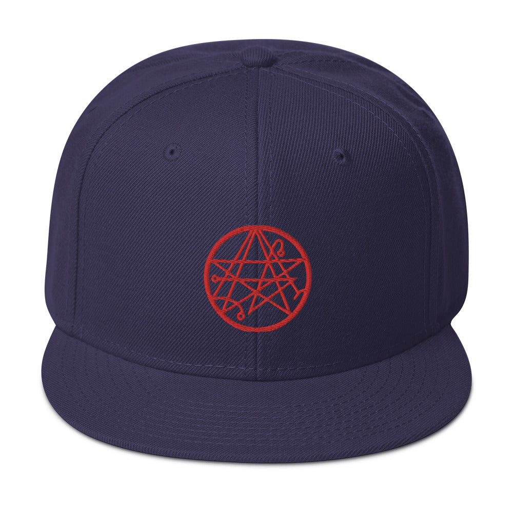 Red Necronomicon Symbol Book of Dead Embroidered Flat Bill Cap Snapback Hat