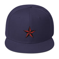 Red Nautical North Star Embroidered Flat Bill Cap embroidered snapback hat, product image 19