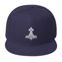 Viking God of Thunder Hammer Mjolnir Embroidered Flat Bill Cap embroidered snapback hat, product image 20