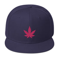 Hot Pink Marijuana Leaf Cannabis Plant Embroidered Flat Bill Cap embroidered snapback hat, product image 20
