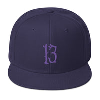 Purple Lucky Number 13 Goth # Thirteen Embroidered Flat Bill Cap embroidered snapback hat, product image 19
