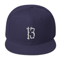 White Lucky Number 13 Goth # Thirteen Embroidered Flat Bill Cap embroidered snapback hat, product image 20