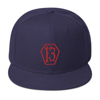 Red Coffin Number 13 Goth # Thirteen Embroidered Flat Bill Cap embroidered snapback hat, product image 19