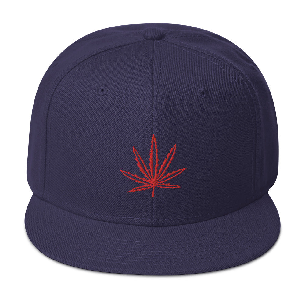 Red Pot Leaf Legalize Marijuana Cannabis Flat Bill Cap Snapback Hat