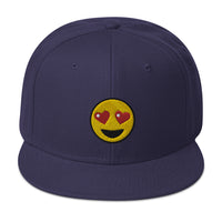 Heart – Eyes Emoji Embroidered Emoticon Flat Bill Cap embroidered snapback hat, product image 19