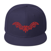 Red Gothic Vine Wrought Iron Bat Embroidered Flat Bill Cap embroidered snapback hat, product image 19