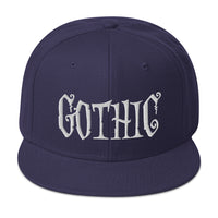 White Gothic Dramatic Style Embroidered Flat Bill Cap embroidered snapback hat, product image 19
