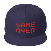 Red Game Over 8 Bit 80's Retro Gaming Embroidered Flat Bill Cap embroidered snapback hat, product image 19