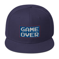 Game Over 8 Bit Embroidered 80's Retro Style Flat Bill Cap embroidered snapback hat, product image 19