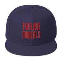 Red Foolish Mortals Haunted Mansion Embroidered Flat Bill Cap embroidered snapback hat, product image 19