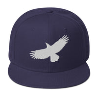 Flying Raven Black Bird Embroidered Flat Bill Cap embroidered snapback hat, product image 20