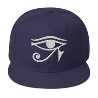 White Eye of Ra Egyptian Goddess Embroidered Flat Bill Cap embroidered snapback hat, product image 19