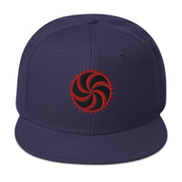 Red Deadly Swirl Spike Symbol Embroidered Flat Bill Cap embroidered snapback hat, product image 19