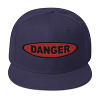 Red Danger Warning Sign Embroidered Flat Bill Cap embroidered snapback hat, product image 19