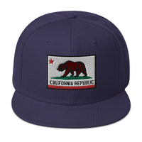 California U.S. State Flag Embroidered Flat Bill Cap embroidered snapback hat, product image 20