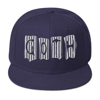 Black and White Vertical Stripe Goth Embroidered Flat Bill Cap embroidered snapback hat, product image 20