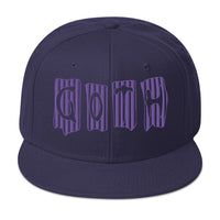 Black and Purple Vertical Stripe Goth Embroidered Flat Bill Cap embroidered snapback hat, product image 19